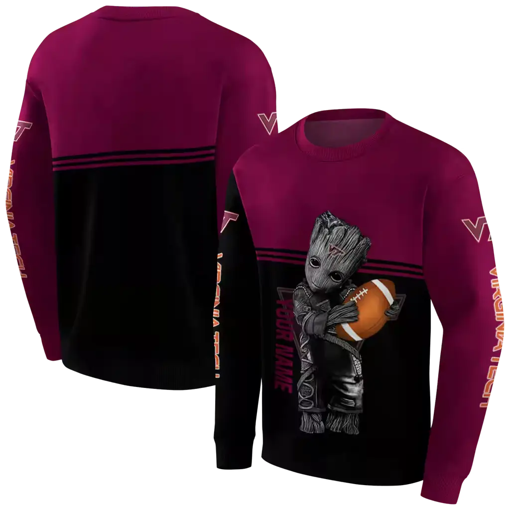 personalized virginia tech hokies baby groot maroon black hoodie premium grade personalized virginia tech hokies baby groot maroon black hoodie premium grade