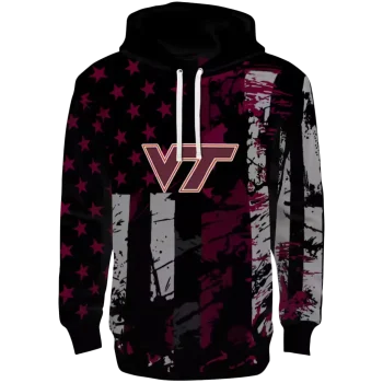personalized virginia tech hokies distressed flag maroon black hoodie best selling