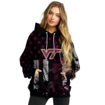 personalized virginia tech hokies distressed flag maroon black hoodie best selling