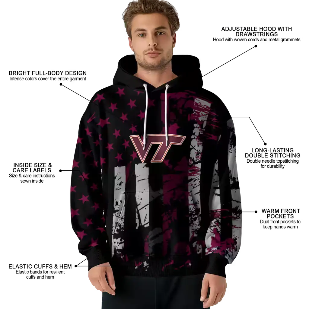 personalized virginia tech hokies distressed flag maroon black hoodie latest model personalized virginia tech hokies distressed flag maroon black hoodie latest model
