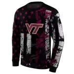 personalized virginia tech hokies distressed flag maroon black hoodie best selling