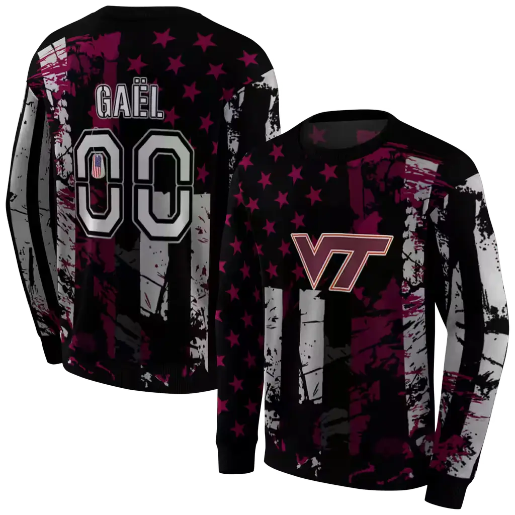 personalized virginia tech hokies distressed flag maroon black hoodie premium grade personalized virginia tech hokies distressed flag maroon black hoodie premium grade