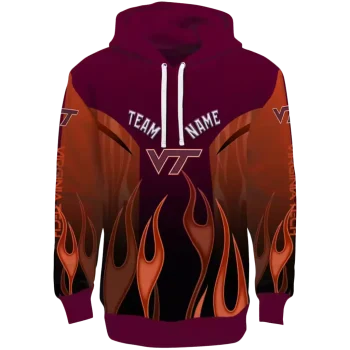 personalized virginia tech hokies flame design maroon hoodie best selling
