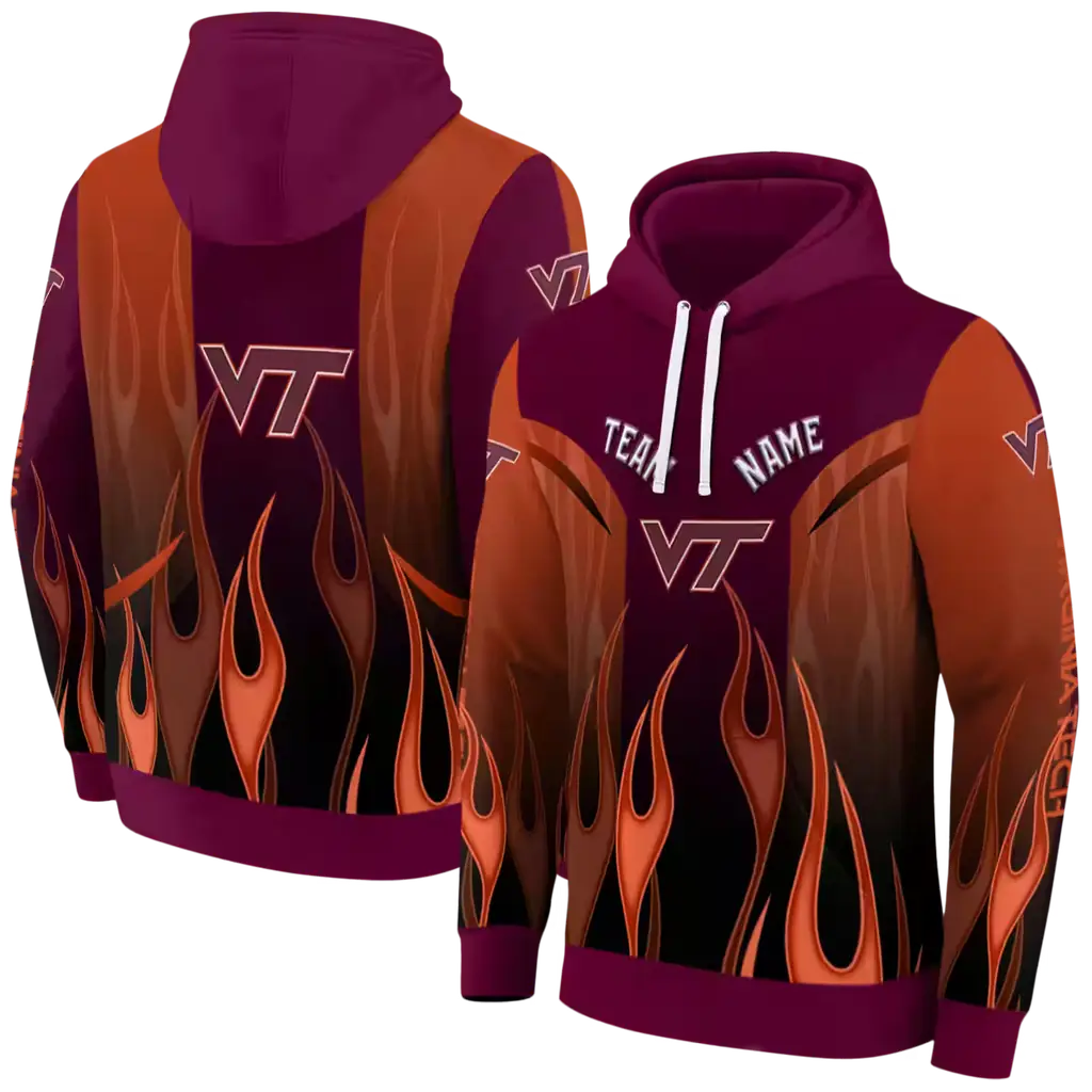 personalized virginia tech hokies flame design maroon hoodie fashion forward personalized virginia tech hokies flame design maroon hoodie fashion forward