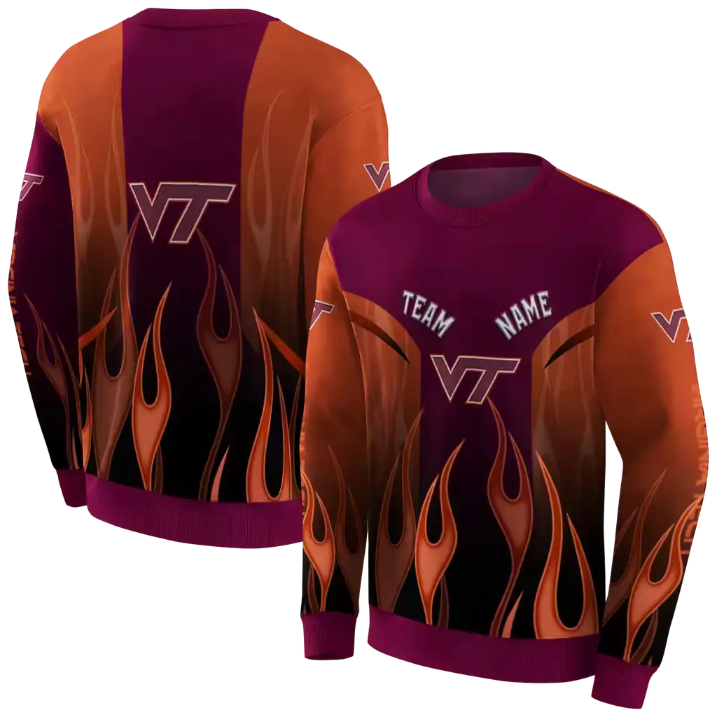 personalized virginia tech hokies flame design maroon hoodie premium grade personalized virginia tech hokies flame design maroon hoodie premium grade