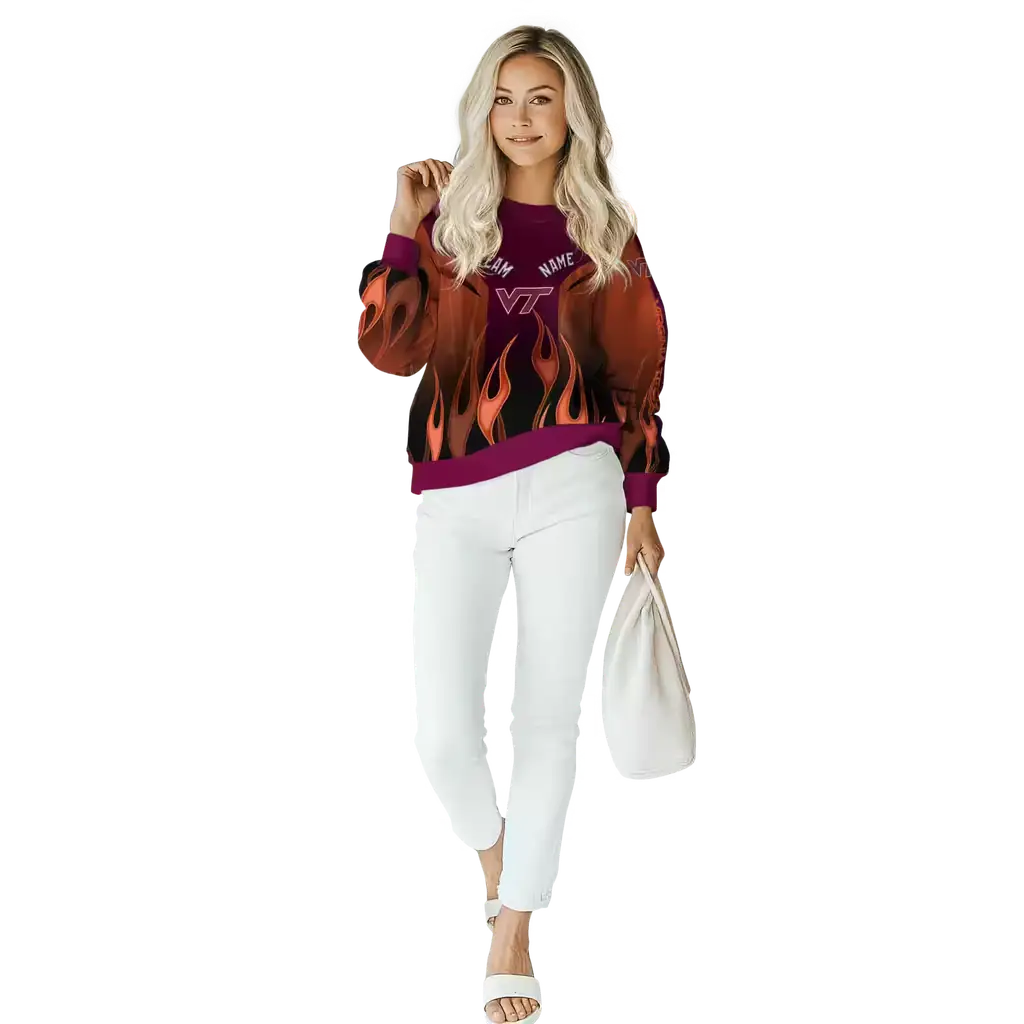 personalized virginia tech hokies flame design maroon hoodie trendy personalized virginia tech hokies flame design maroon hoodie trendy