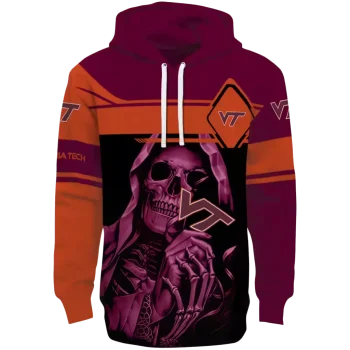 personalized virginia tech hokies grim reaper maroon black hoodie best selling