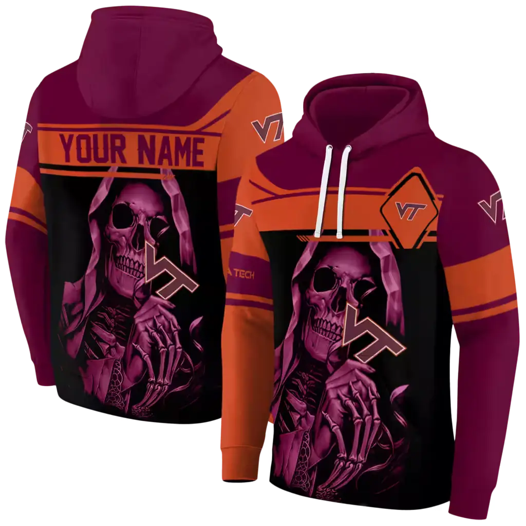 personalized virginia tech hokies grim reaper maroon black hoodie fashion forward personalized virginia tech hokies grim reaper maroon black hoodie fashion forward
