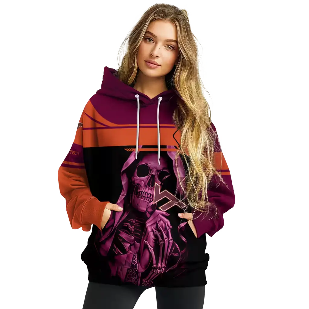 personalized virginia tech hokies grim reaper maroon black hoodie high quality personalized virginia tech hokies grim reaper maroon black hoodie high quality