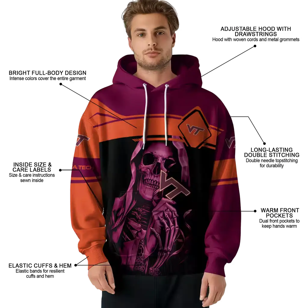 personalized virginia tech hokies grim reaper maroon black hoodie latest model personalized virginia tech hokies grim reaper maroon black hoodie latest model
