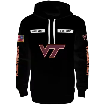 personalized virginia tech hokies punisher skull black hoodie best selling