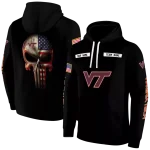 personalized virginia tech hokies punisher skull black hoodie best selling