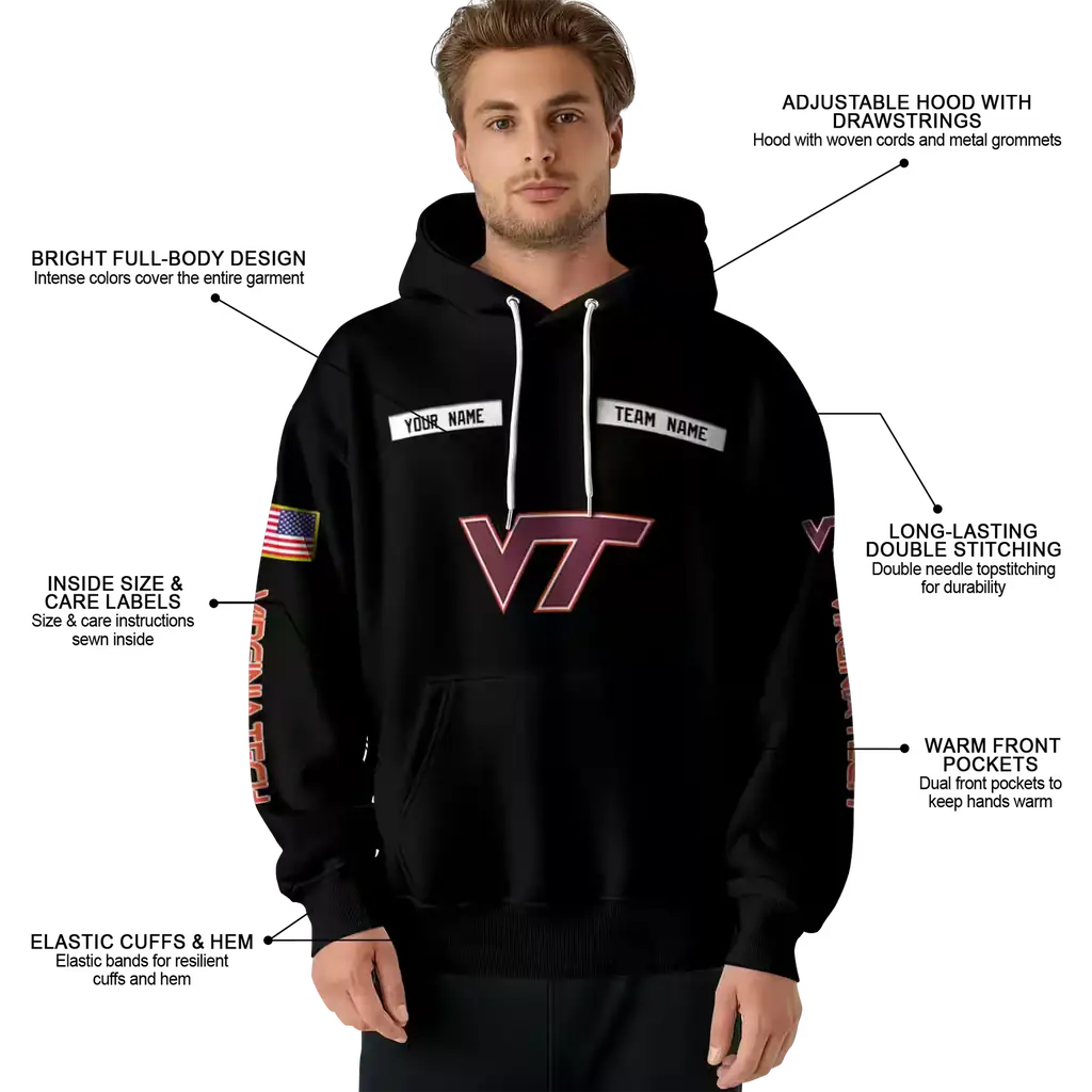 personalized virginia tech hokies punisher skull black hoodie latest model personalized virginia tech hokies punisher skull black hoodie latest model