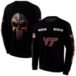 personalized virginia tech hokies punisher skull black hoodie best selling