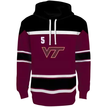 personalized virginia tech hokies striped pattern maroon hoodie best selling