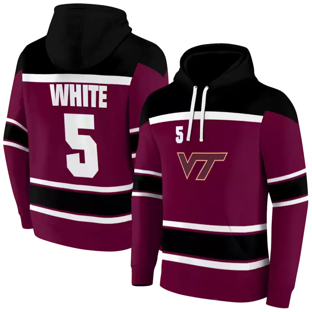 personalized virginia tech hokies striped pattern maroon hoodie fashion forward personalized virginia tech hokies striped pattern maroon hoodie fashion forward