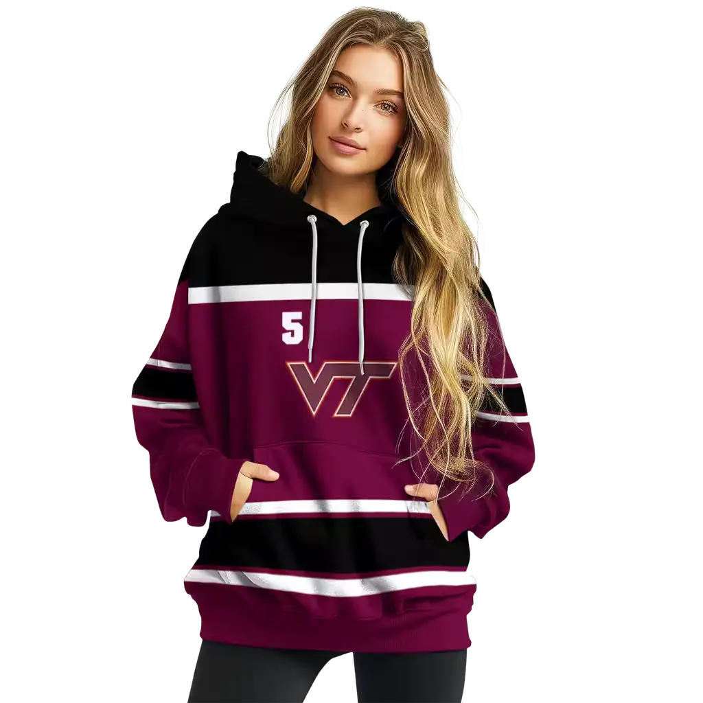 personalized virginia tech hokies striped pattern maroon hoodie high quality personalized virginia tech hokies striped pattern maroon hoodie high quality