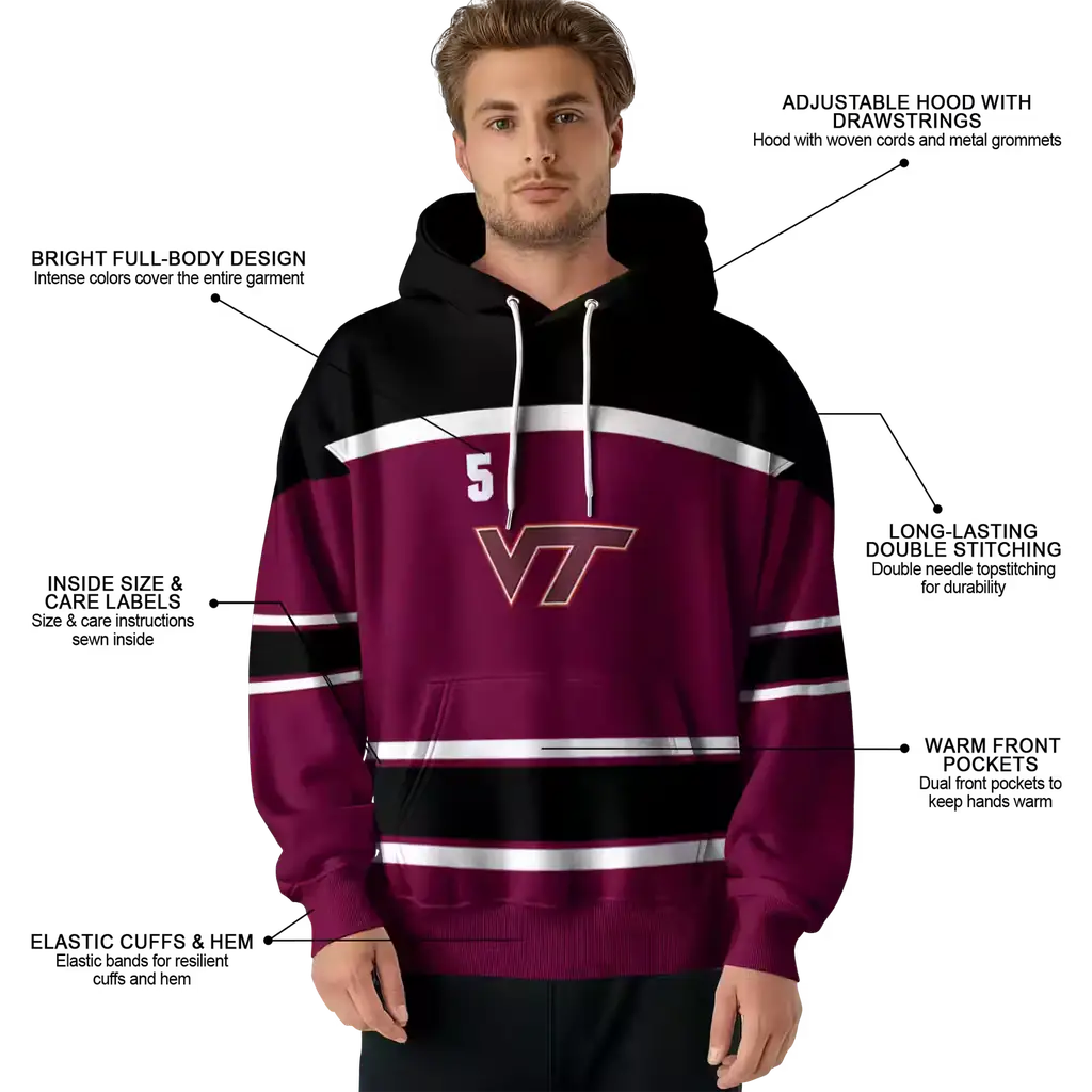 personalized virginia tech hokies striped pattern maroon hoodie latest model personalized virginia tech hokies striped pattern maroon hoodie latest model