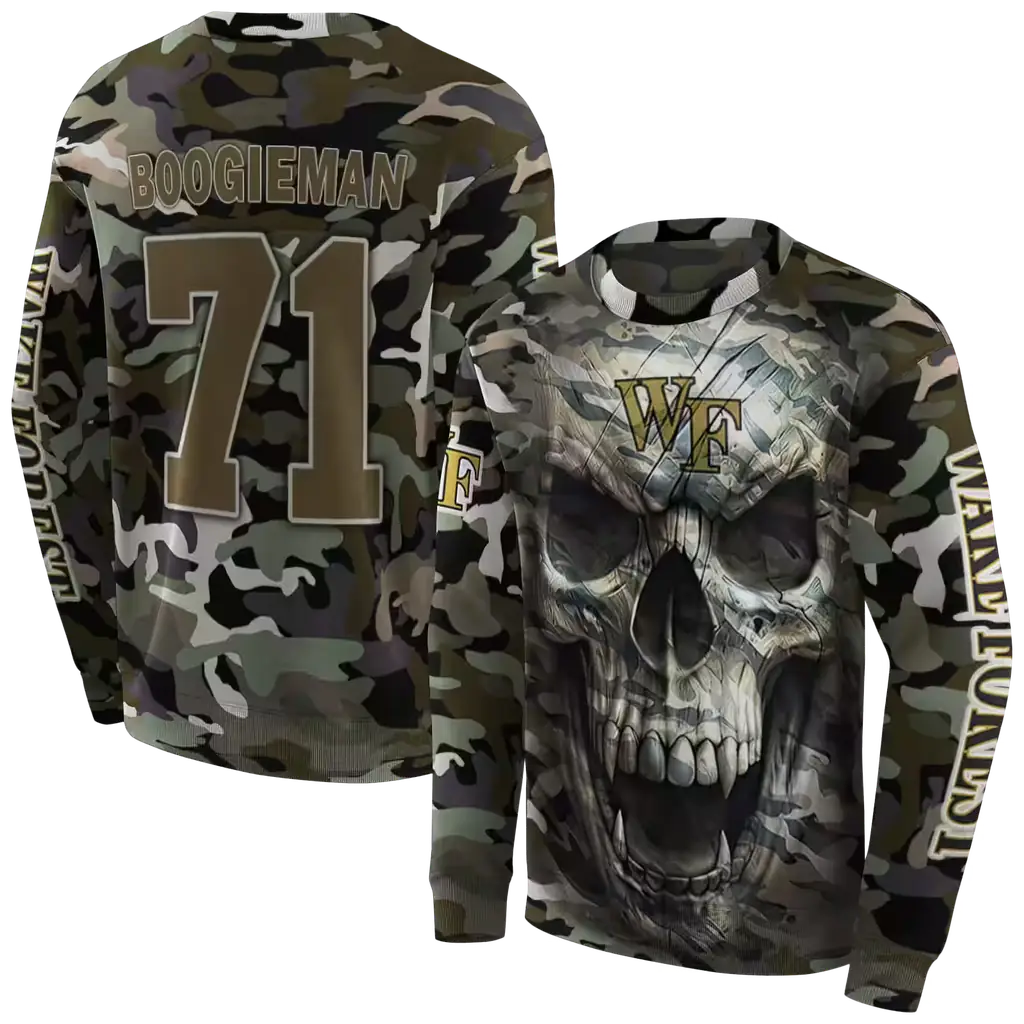 personalized wake forest demon deacons camo skull hoodie premium grade personalized wake forest demon deacons camo skull hoodie premium grade