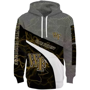 personalized wake forest demon deacons hexagonal mesh gold black gray hoodie best selling