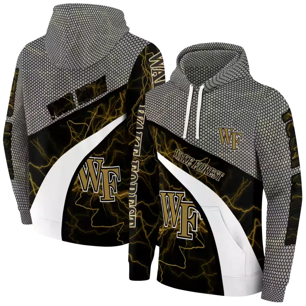 personalized wake forest demon deacons hexagonal mesh gold black gray hoodie fashion forward personalized wake forest demon deacons hexagonal mesh gold black gray hoodie fashion forward