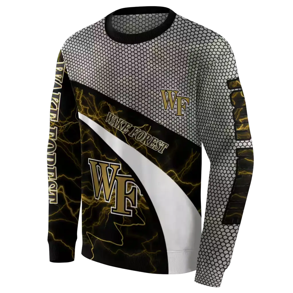 personalized wake forest demon deacons hexagonal mesh gold black gray hoodie new arrival personalized wake forest demon deacons hexagonal mesh gold black gray hoodie new arrival