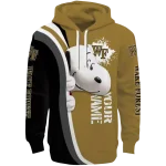 personalized wake forest demon deacons peeking snoopy gold hoodie best selling