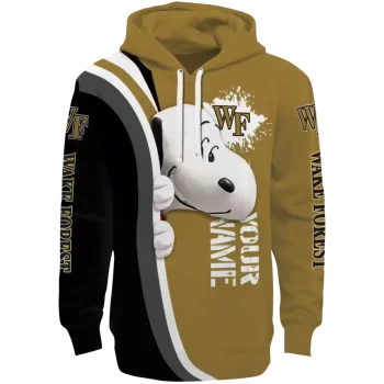 personalized wake forest demon deacons peeking snoopy gold hoodie best selling