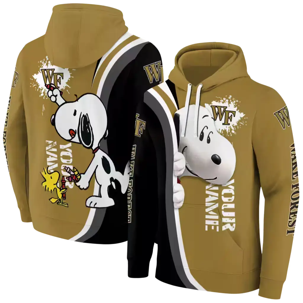 personalized wake forest demon deacons peeking snoopy gold hoodie fashion forward personalized wake forest demon deacons peeking snoopy gold hoodie fashion forward