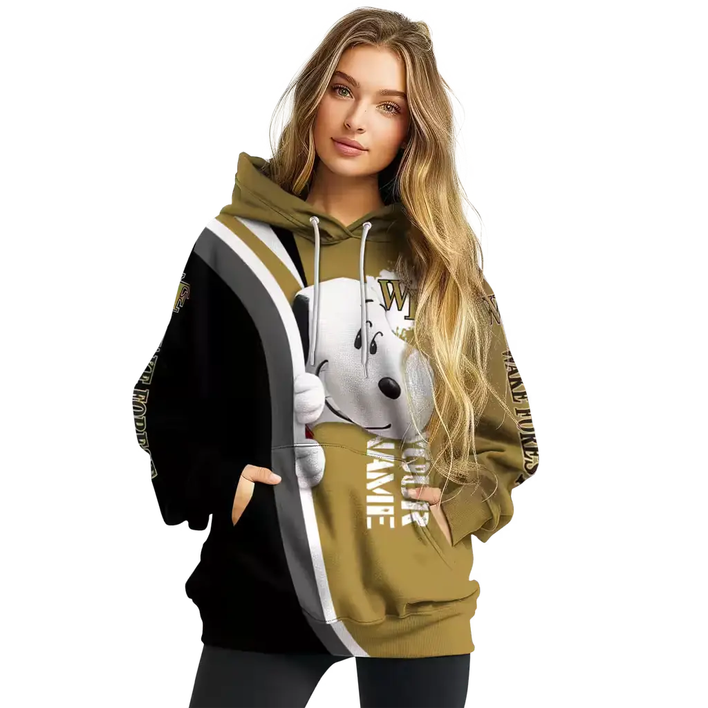 personalized wake forest demon deacons peeking snoopy gold hoodie high quality personalized wake forest demon deacons peeking snoopy gold hoodie high quality