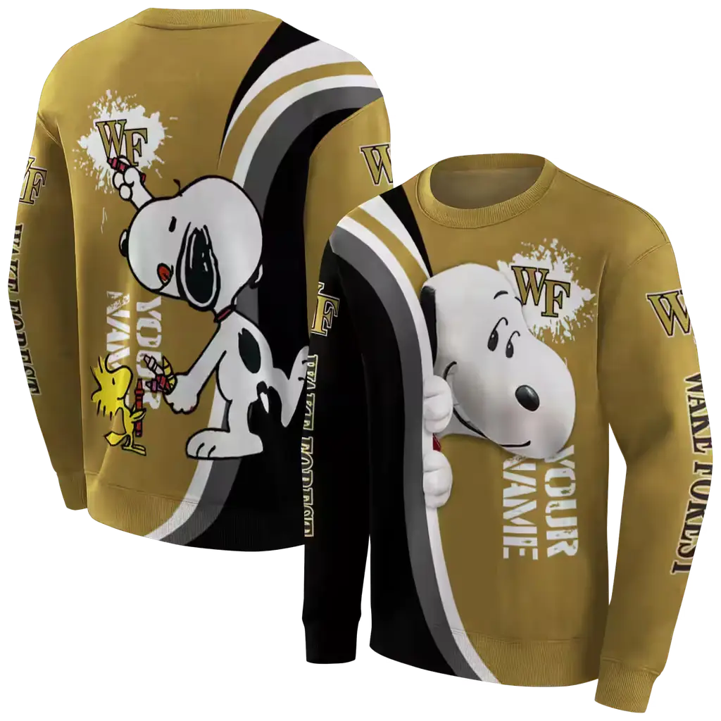 personalized wake forest demon deacons peeking snoopy gold hoodie premium grade personalized wake forest demon deacons peeking snoopy gold hoodie premium grade