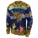 personalized wake forest demon deacons spongebob patrick star gold navy hoodie best selling