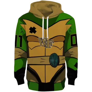 personalized wake forest demon deacons superhero armor gold green hoodie best selling