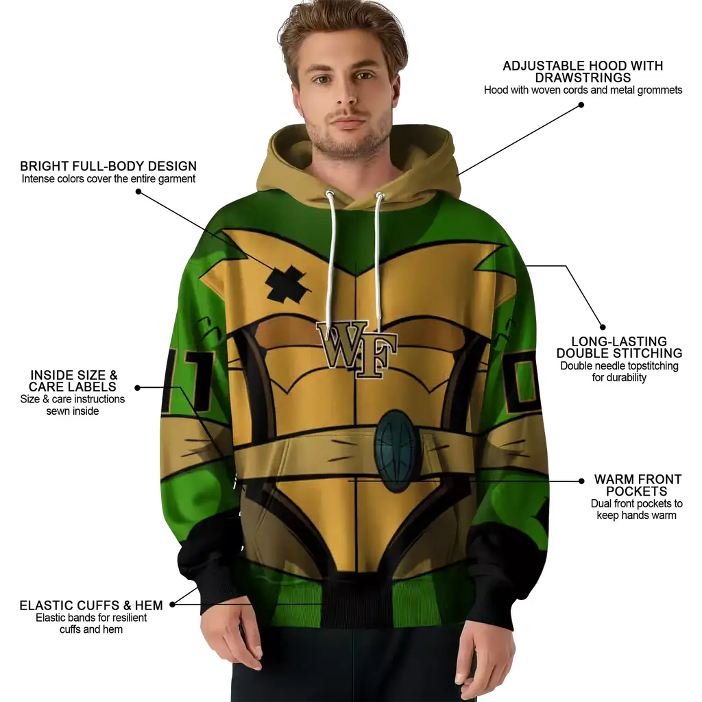 personalized wake forest demon deacons superhero armor gold green hoodie latest model personalized wake forest demon deacons superhero armor gold green hoodie latest model