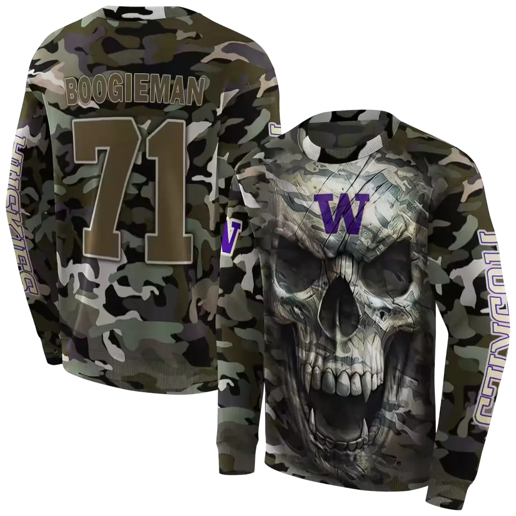 personalized washington huskies camo skull hoodie premium grade personalized washington huskies camo skull hoodie premium grade