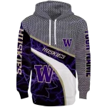 personalized washington huskies hexagonal mesh purple black gray hoodie best selling