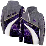 personalized washington huskies hexagonal mesh purple black gray hoodie best selling