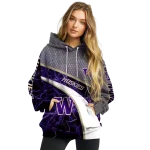 personalized washington huskies hexagonal mesh purple black gray hoodie best selling