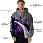 personalized washington huskies hexagonal mesh purple black gray hoodie best selling