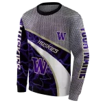 personalized washington huskies hexagonal mesh purple black gray hoodie best selling