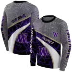 personalized washington huskies hexagonal mesh purple black gray hoodie best selling