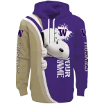 personalized washington huskies peeking snoopy purple hoodie best selling