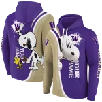 personalized washington huskies peeking snoopy purple hoodie best selling