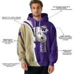 personalized washington huskies peeking snoopy purple hoodie best selling
