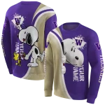 personalized washington huskies peeking snoopy purple hoodie best selling