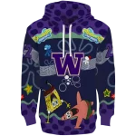 personalized washington huskies spongebob patrick star purple navy hoodie best selling