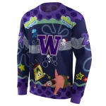personalized washington huskies spongebob patrick star purple navy hoodie best selling