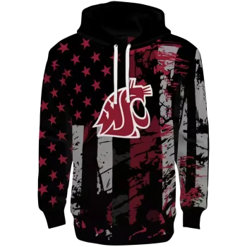 personalized washington state cougars distressed flag crimson black hoodie best selling