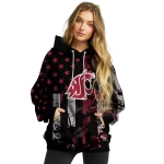 personalized washington state cougars distressed flag crimson black hoodie best selling