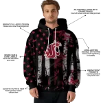 personalized washington state cougars distressed flag crimson black hoodie best selling